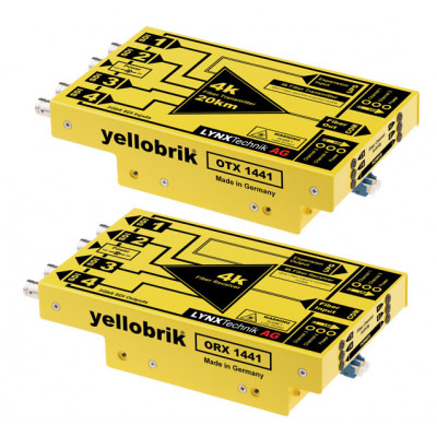 LYNX Technik yellobricks Ensemble de transmission Fibre (12G) 4K (émetteur OTX-1441 + récepteur ORX-1441) - Connecteurs Fibre LC