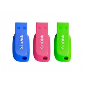 Sandisk Pack 3 cles USB 2.0 couleur Cruzer Blade 16GB Bleu/Rose/Vert