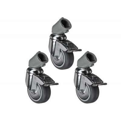 Manfrotto 110 JEU DE 3 ROULETTES  75MM AVEC FREINS ADAPT. PIED 22mm