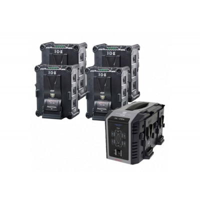 Idx - Kit composé de 4 batteries IPL-98 + 1 chargeur VL-4Se