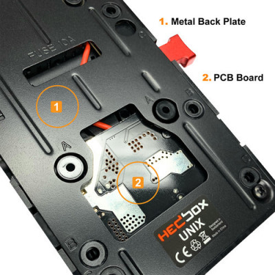Hedbox Plaque V-mount avec 1 sortie USB 5,1V/2,1A 3 sorties D-TAP