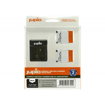 Jupio 2x Batteries GoPro AHDBT-302 HERO3+ 1200mAh + Compact USB