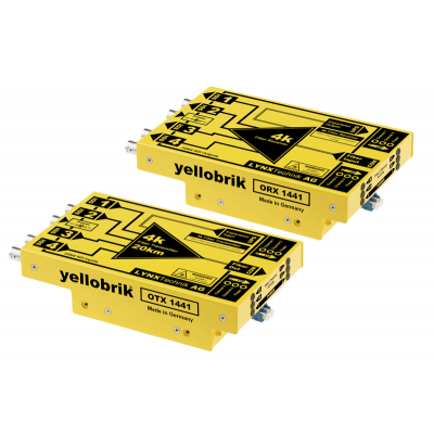 LYNX Technik yellobricks Ensemble de transmission Fibre (12G) 4K (émetteur OTX-1441 + récepteur ORX-1441) - Connecteurs Fibre SC