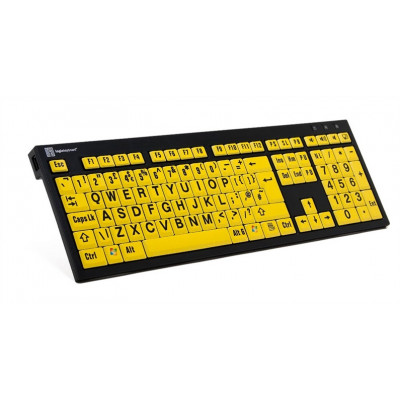 Logickeyboard Clavier XL Print Nero - Lettre Noire sur fond Jaune -PC