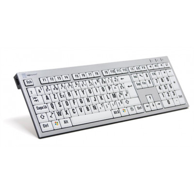 Logickeyboard Clavier XL Print-Lettre Noire fond Blanc -PC- Slim Lime