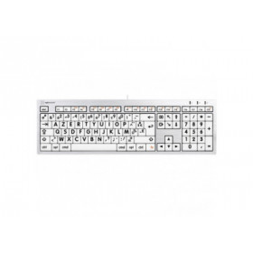 Logickeyboard Clavier XL Print-Lettre Noire fond Blanc-Mac ALBA Alu