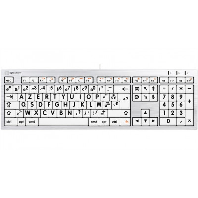 Logickeyboard Clavier XL Print-Lettre Noire fond Blanc-Mac ALBA Alu