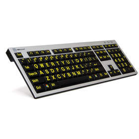 Logickeyboard Clavier XL Print-Lettre Jaune fond Noir-PC-Slim Line
