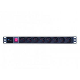 Panneau 19" 1U Multiprises 8 Prises 2P+T avec Interrupteur
