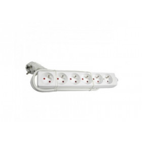 Bloc Multiprises Blanc 6 Entrees avec Cable 3 X 1,5mm2 de 1,5 m