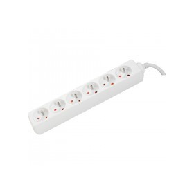 Bloc Multiprises Blanc 6 Entrees avec Cable 3 X 1,5mm2 de 4 m