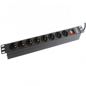 Energenie Panneau 19"1U 8 prises Schuko 250V-16A-3680W 2m Noir