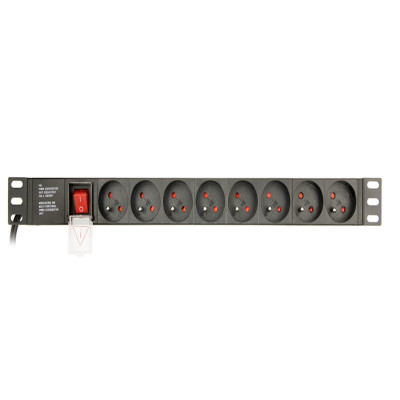 Energenie Panneau 19"  1U 8 prises 2P+T (FR) - 250V-16A-3680W 3m Noir