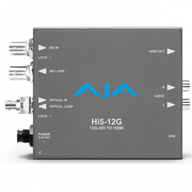 AJA Hi5-12G-TR Convertisseur 12G-SDI HDMI 2.0 avec Transmetteur Fibre