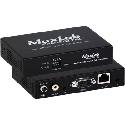 MuxLab Audio/RS232/IR over IP Tranceiver with PoE