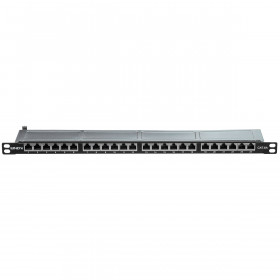 Lindy Panneau de brassage 24 ports Cat.6A STP, 1/2U, noir
