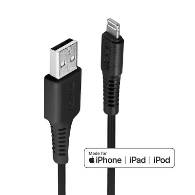 Lindy - Câble USB Type A vers Lightning, Noir, 1m