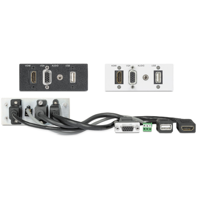 Extron AAP Double Space Black: One HDMI DisplayPort ST Audio USB 2.0A