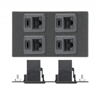 Extron Triple Space AAP - Black Four RJ-45 F to F Barrels - CAT 5e