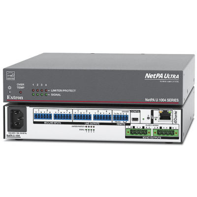 Extron Four Channel Dante Amp, 100 watts at 8 or 4 ohms