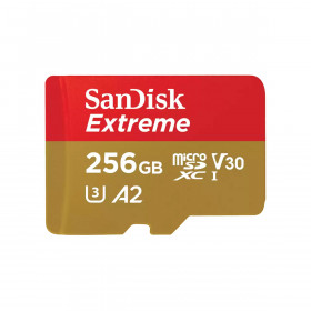 Sandisk MicroSDXC Extreme 256GB (R170MB/s) + Adapter, + 1 year Rescue