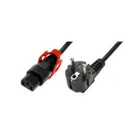 Neklan IEC Lock - Cordon secteur 2P T FR / C13 avec cage - 1m Noir