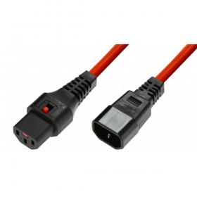 Neklan IEC Lock - Rallonge secteur C13/C14 - 0.5m Rouge