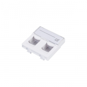 Neklan Plastron 45x45 RJ45 Nu pour 2 embases RJ45 blanc pour UTP