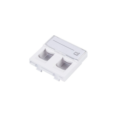 Neklan Plastron 45x45 RJ45 Nu pour 2 embases RJ45 blanc pour UTP