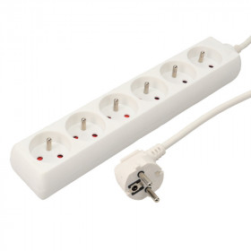 Bloc multiprises 6pc sans interrupteur blanc 4m