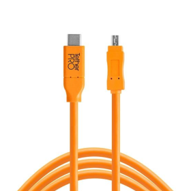 TetherPro USB-C to 2.0 Mini-B 8-Pin, 15' (4.6m), Orange