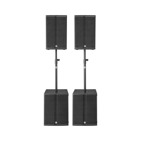 HK Audio 2 L3-115FA, 2 LSUB-1800A, housses + mâts