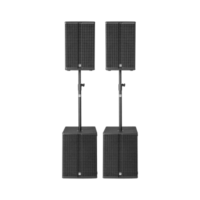 HK Audio 2 L3-115FA, 2 LSUB-1800A, housses + mâts