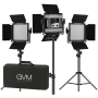 GVM Kit de 3 Panneaux LED Bicolores GVM-560AS avec trépieds et sac