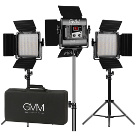GVM Kit de 3 Panneaux LED Bicolores GVM-560AS avec trépieds et sac