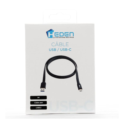 WE Câble USB-C Mâle/USB A Mâle plat 1 m - USB 3.1 gen 2 - noir