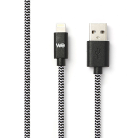 WE Câble USB/Lightning nylon tressé 1m - noir & blanc