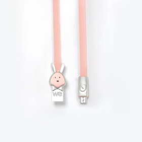 WE Câble lapin USB/micro USB plat1m rose - Connecteurs en zinc