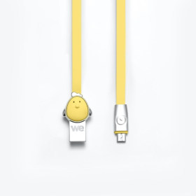 WE Câble Poule USB/micro USB plat 1m jaune - Connecteurs en zinc