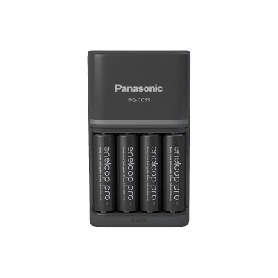 PANASONIC ENELOOP PRO Chargeur 2h BQ-CC55 + 4 Piles AA NiMh 2450mAh