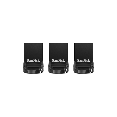 Sandisk Pack de 3 clés Cruzer Ultra Fit 32GB, USB 3.2, 130 MB/s, Noir