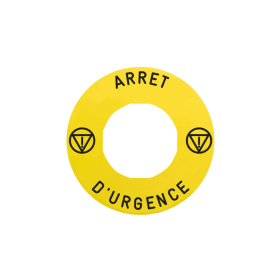 SCHNEIDER Harmony étiquette circulaire Ø60mm jaune logo ARRET URGENCE