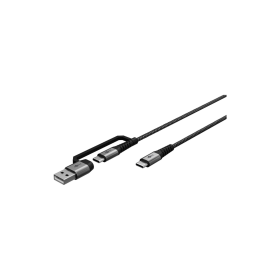 Goobay Câble de charge Textile USB-C vers USB-C adaptateur USB-A 1m